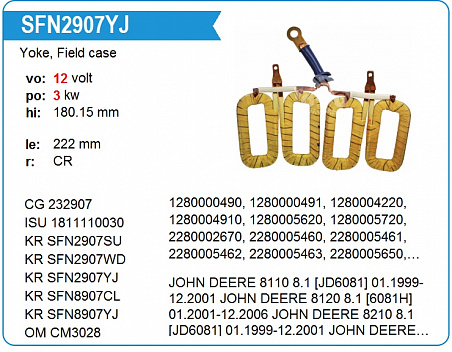 Статор стартера SFN2907YJ (John Deere)