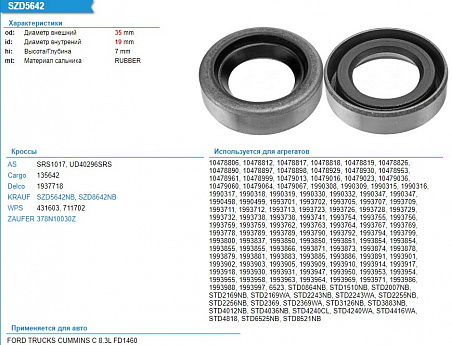 Сальник стартера SZD5642NB