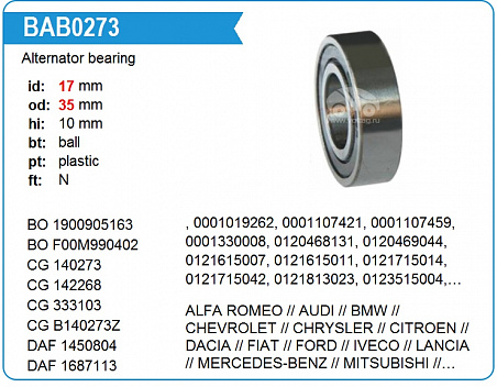 Подшипник генератора 6003DDUC3E