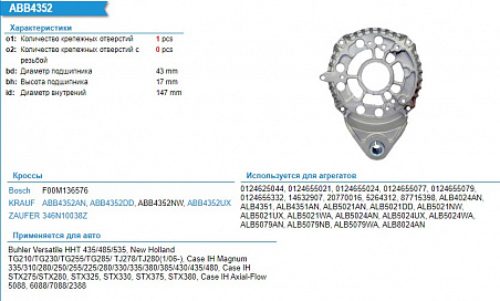 Крышка генератора задняя ABB4352