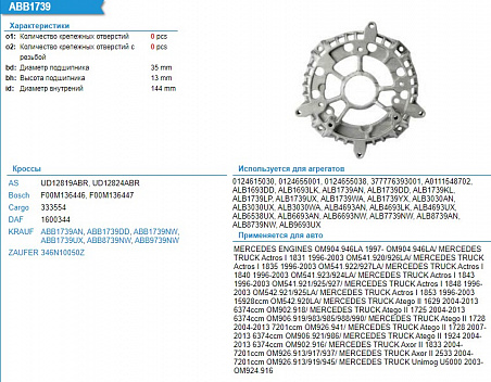 Крышка генератора задняя ABB1739DD