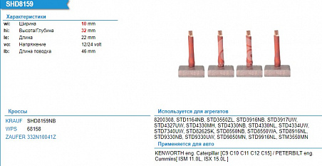 Щетки стартера SHD8159NB