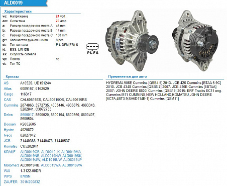 Генератор ALD0019NW